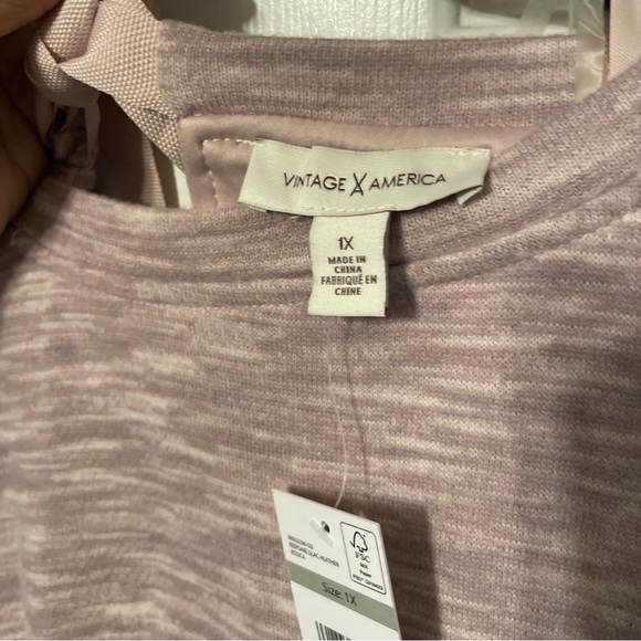 NWT VINTAGE AMERICA L LIGHT Lilac Heather JESSICA BUBBLE TOP BACK BOW BLOUSE - Picture 4 of 7